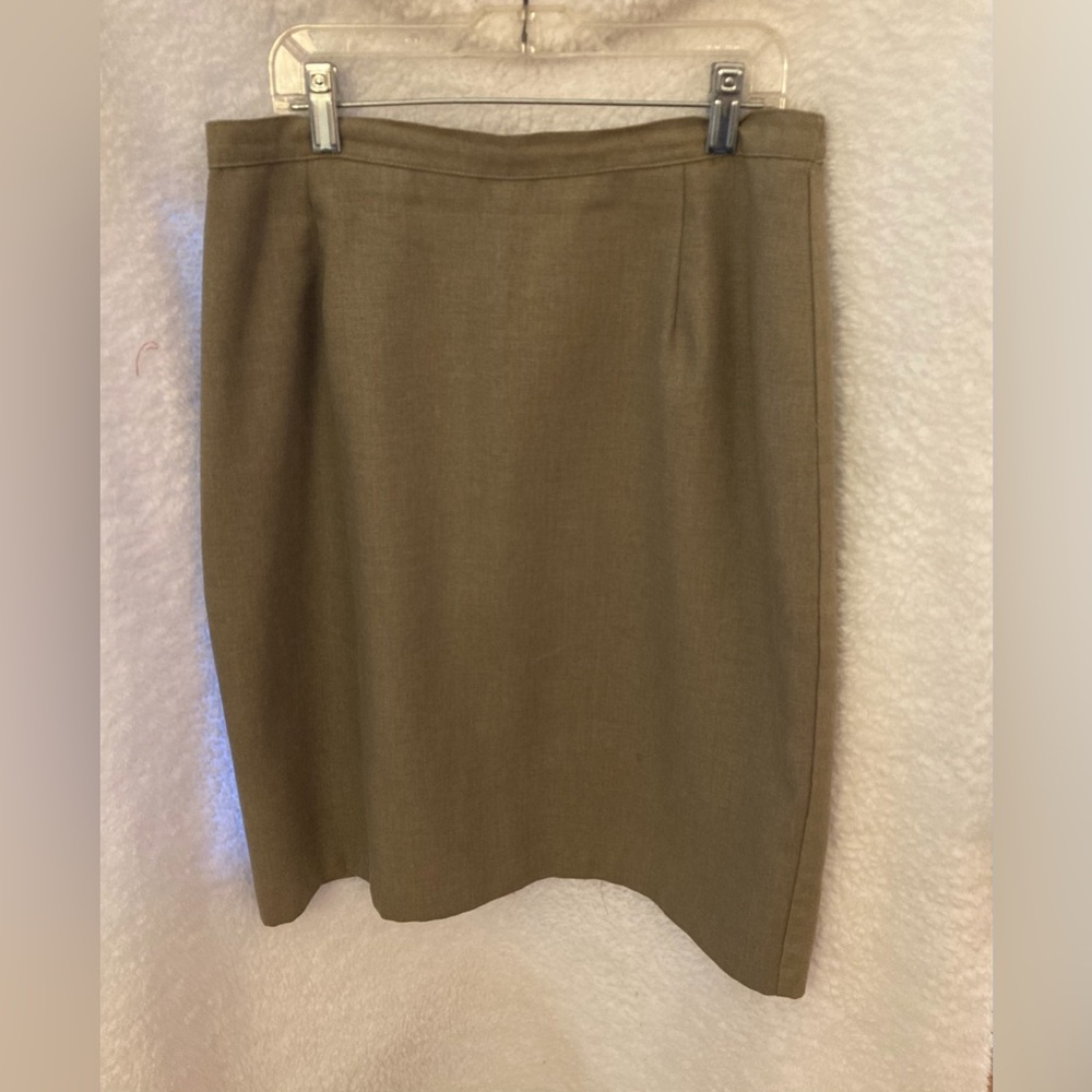 Lee David Dark Tan Lined Knee Length Simple Skirt Size 12